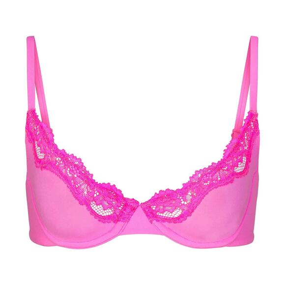 NWT SKIMS FITS EVERYBODY LACE UNLINED DEMI BRA IN TAFFY MULTI SIZE 34D - Picture 1 of 4